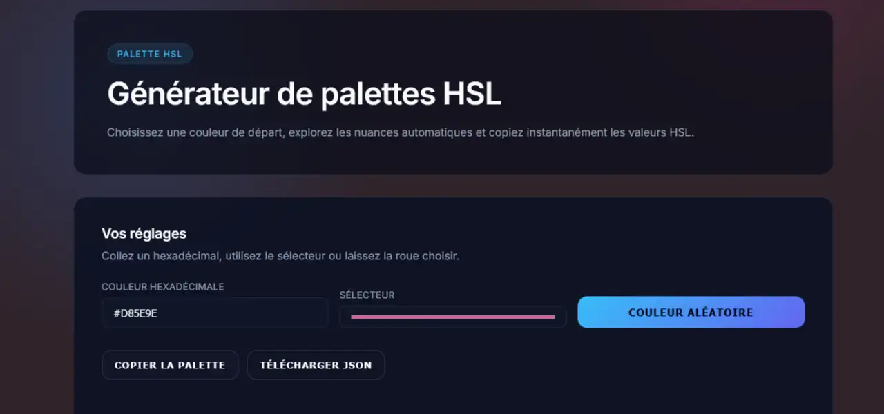 Palette couleurs HSL