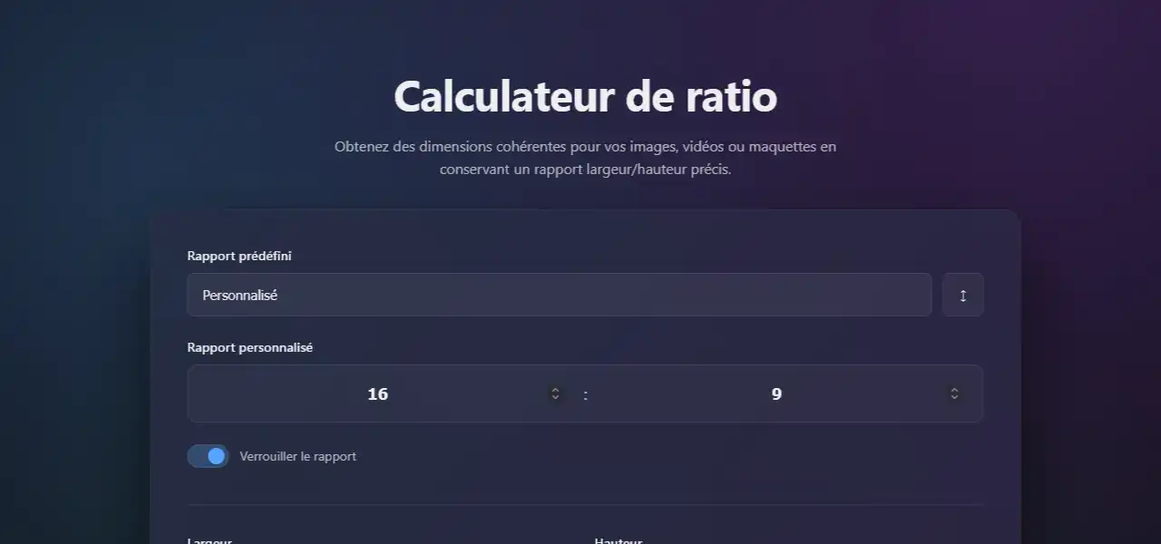 Calculateur de ratio
